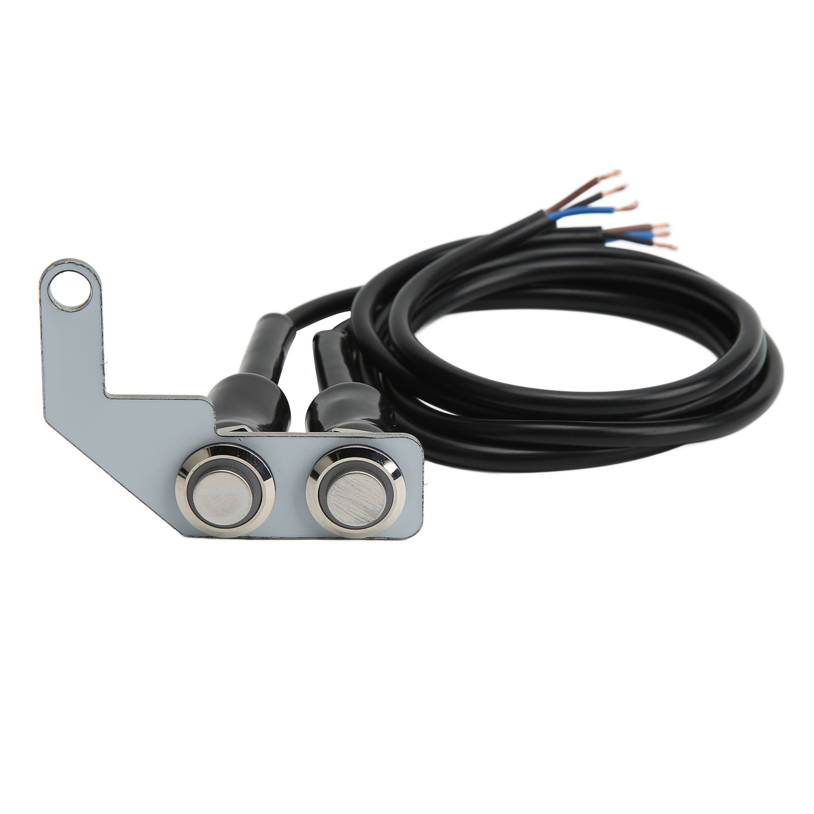 Joli de guidon de moto à LED, lumière de sauna, antibrouillard, bouton de commutation marche et arrêt, support rapide, acier inoxydable pour vélo électrique, bleu: Argent