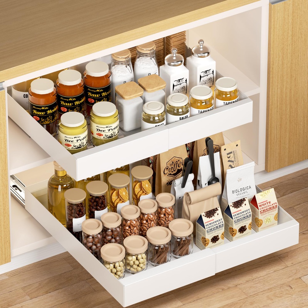 Verstelbare Uittrekbare Kast Opbergrek Schuift Kasten Laden Voor Keukengebruik Niet Ponsen Uittrekbare Glijbaan Opbergrekken