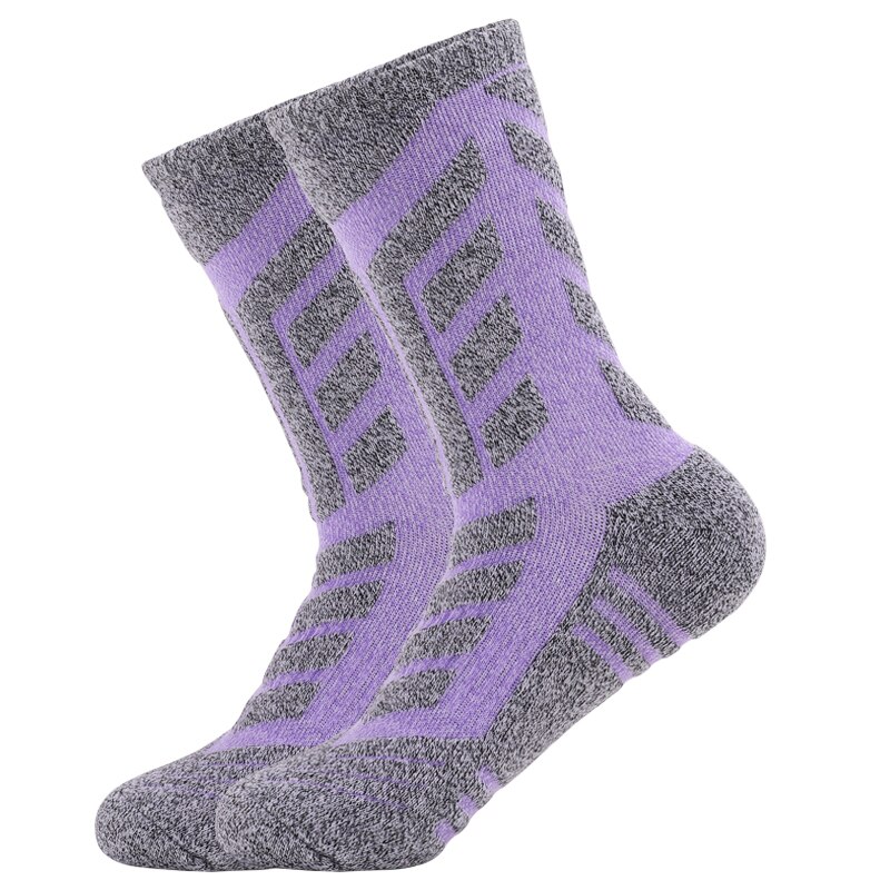 Women's Wick Thick Cushion Cotton Crew Skiing Socks Sports Athletic Hiking Socks Winter Warm Socks For Women 2 pairs: Purple  / M (EU 35-38)