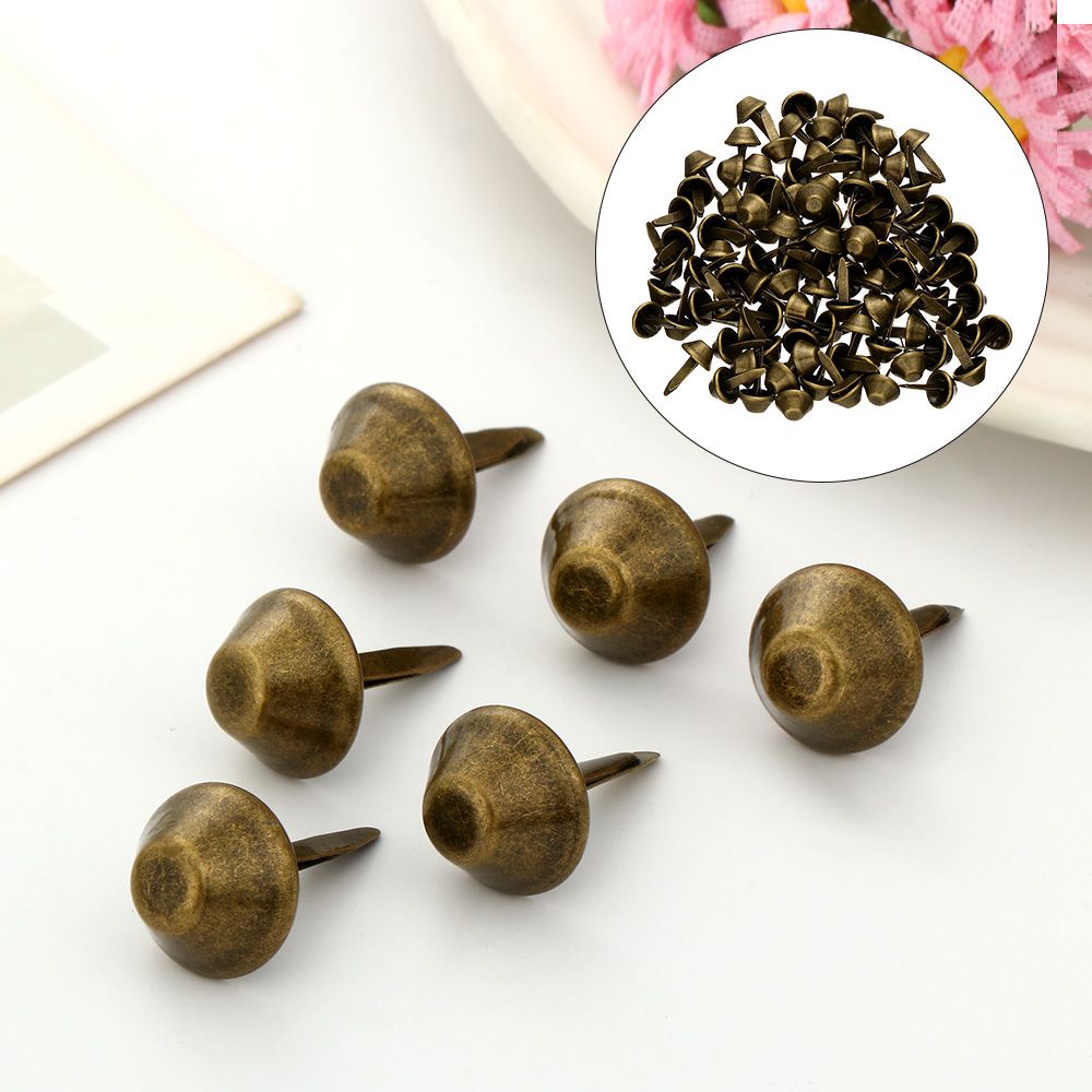 100pcs 12mm Retro Metal Feet Purse Handbag Decorative Rivets Leather Crafts Studs Pierced Bag Accessories DIY Punk Jewelry Rivet