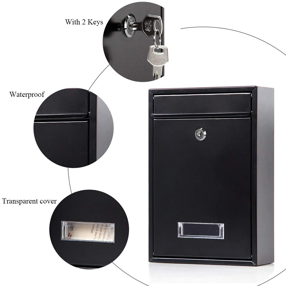 Outdoor Lockable Metal Mailboxes Wall Mounted Mail Box Mailbox Bucket Post Letter Boxwith Key Garden Decoration Garden Supplies