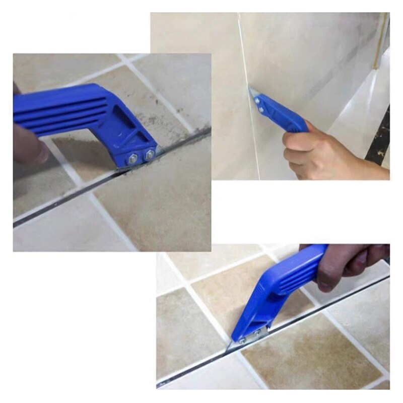 2 Pcs Grout Scraping Rake Tool Tile Rake Silicone Caulking Tool Kit with 8 Blade for Bathroom Kitchen Room Floor Corner