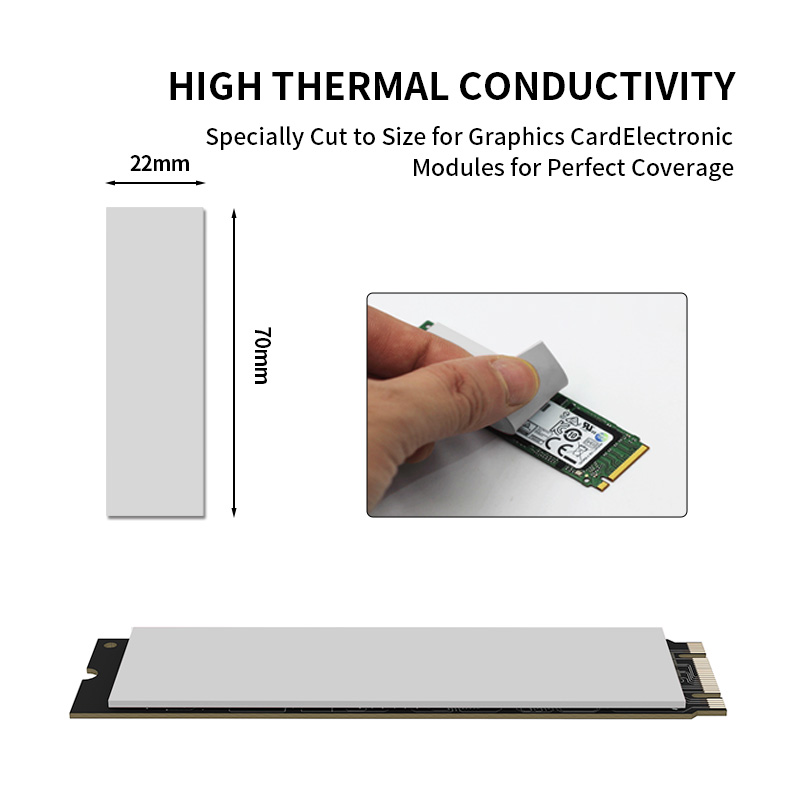 TEUCER M.2 Thermal Pad 10.8W/mk 70x20mm Silicone Thermal Pads Non Conductive Heatsink Cooling Pad for Laptop Heatsink/SSD Cooler