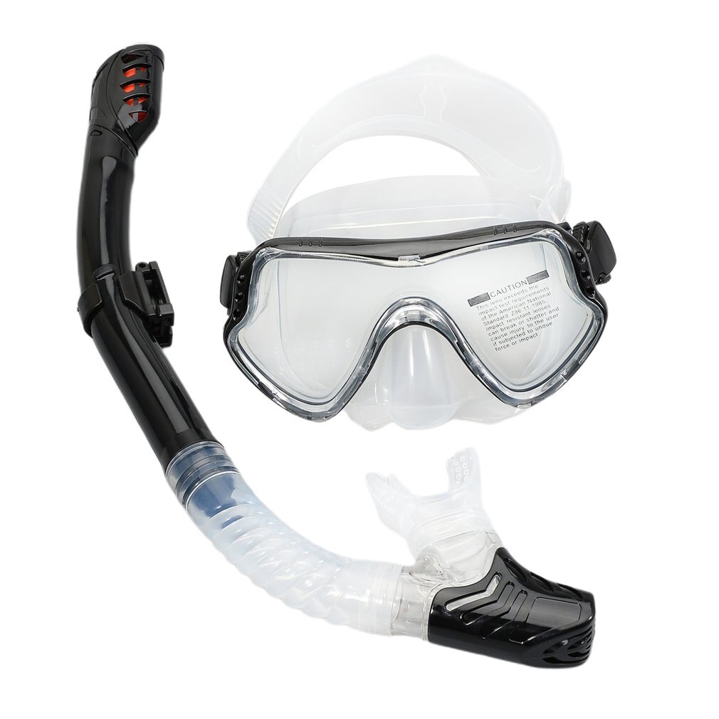 Scuba Diving Masks Snorkeling Set Adult Silicone Skirt Anti-Fog Goggles Glasses Swimming Pool Equipment: black transparent