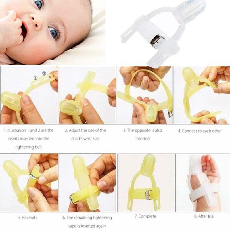 2 colori nuovo arrivo silicone non tossico senza reticolo bambino bambini bambino protezione dita fermare pollice succhiare cinturino da polso succhiare apparecchio