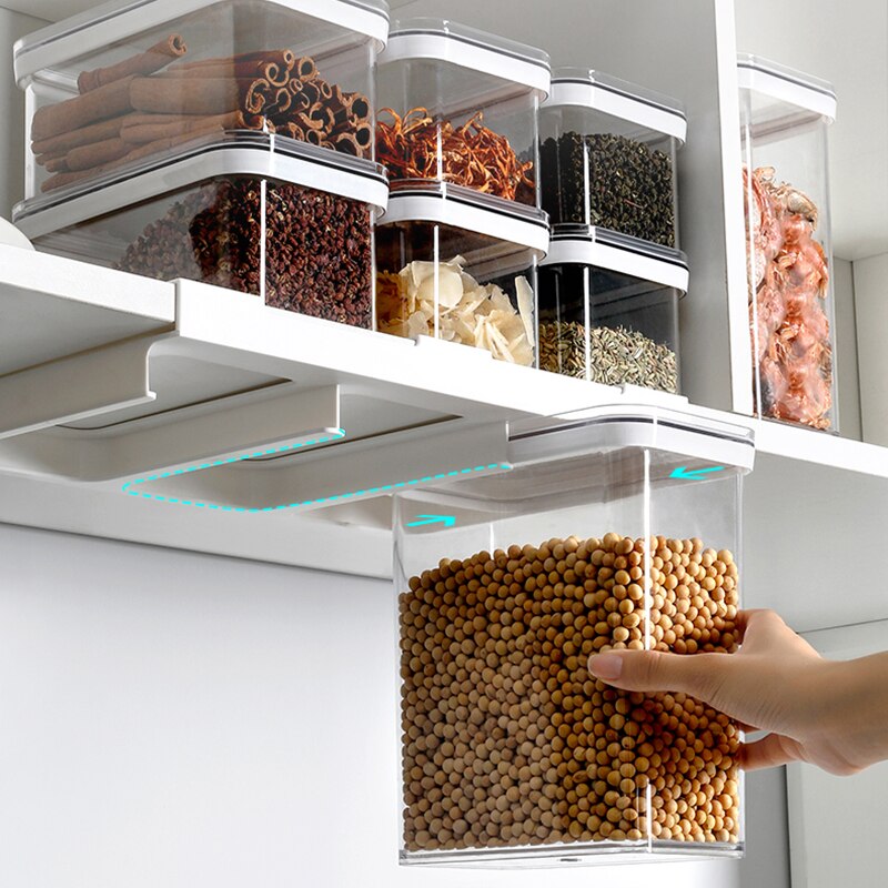 Cabinet Hanging Food Storage Box Plastic Clear Fridge Organizer Slide Under Shelf Drawer Box Rack Holder Refrigerator Drawer