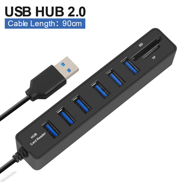 USB HUB 3.0 Multi USB 3.0 HUB Splitter Poort 3/6 Meerdere USB Hub SD CardTF Card Reader High Speed Usb combo voor Computer Laptop: 90cm USB HUB 2.0