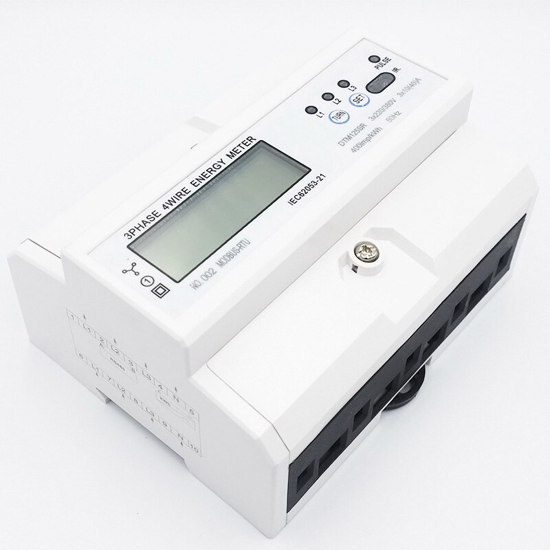 Compteur d'énergie de wattmètre de Rail Din Watt mètre triphasé à quatre fils RS485 MODBUS protocole multifonctionnel 3xAC22 0/380V 10-40A
