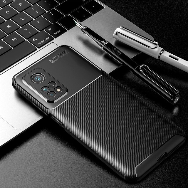 mi10t pro case bumper silicone slim carbon fiber back cover for xiaomi mi10t case xiomi mi 10t 10 t t10 pro 5g shockproof coque: mi 10t pro / black