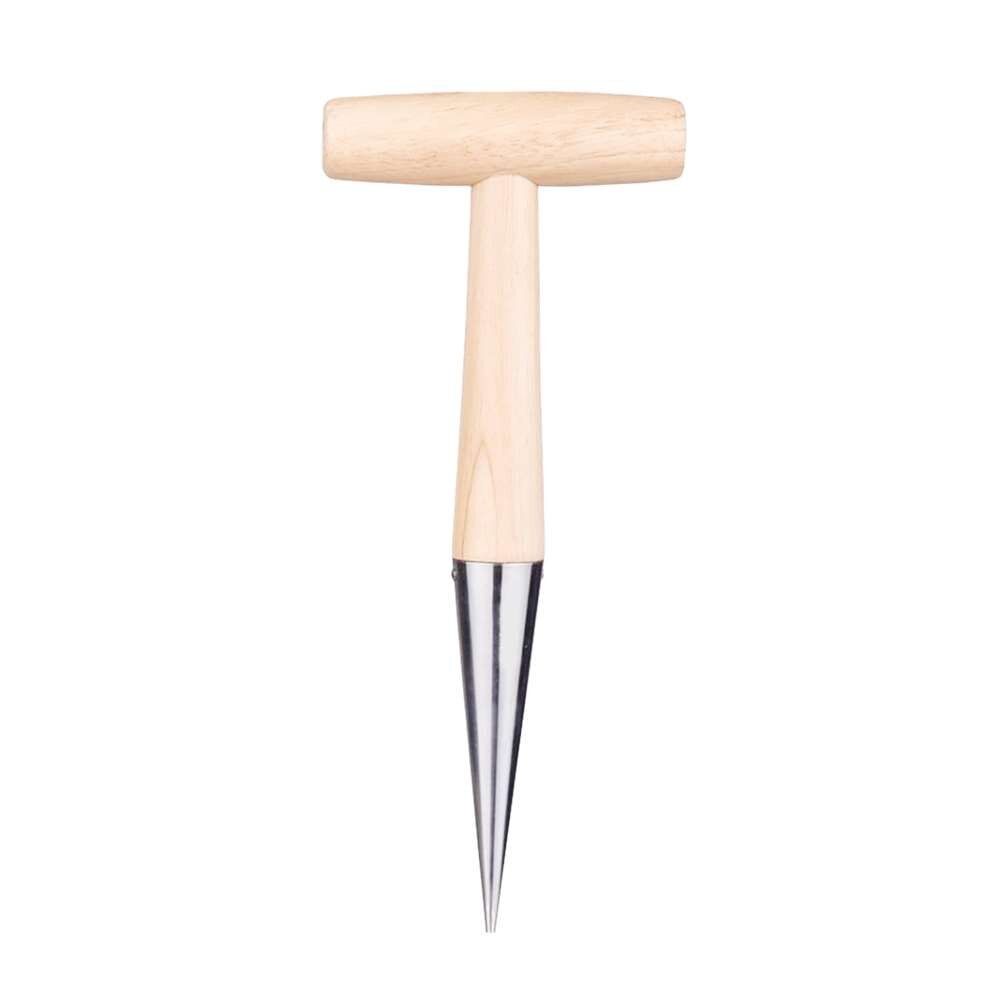 Garden Hole Punch Planter Dibber Planting Bulb Flower Root Depth Planter Durable Wood Steel Gardening Tool