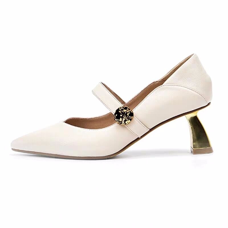 Herfst puntige neus pu dames hoge hakken rubber dikke hakken dames pumps schoenen instappers bruiloft feest schoenen voor vrouwen