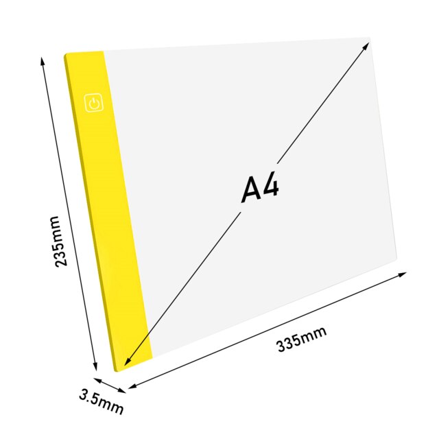 LED Drawing Tablet - A4 Size - USB Interface - 1920x1080 Resolution - Digital Graphics Pad: Yellow