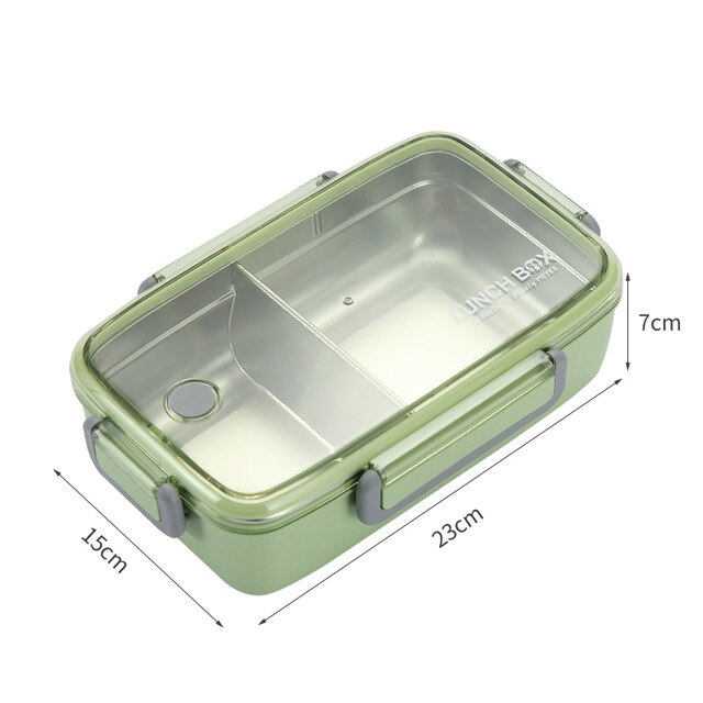 Portable Healthy Material Lunch Box Independent Lattice For Kids Bento Box Microwave Dinnerware Food Storage Container Foodbox: Green 1