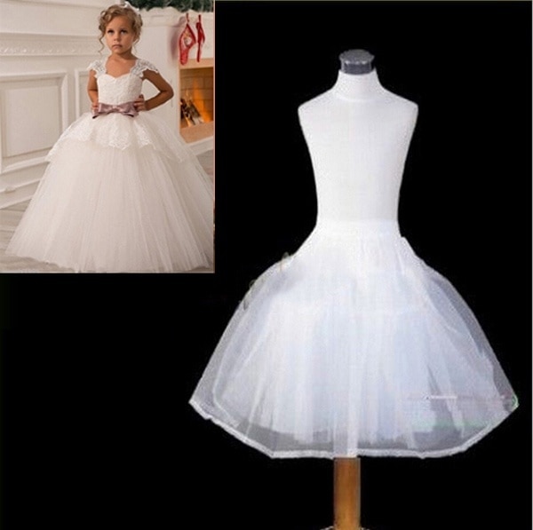 Children Petticoats Wedding Bride Accessories Little Girls Crinoline White Kid Long Flower Girl Formal Dress Underskirt: Default Title