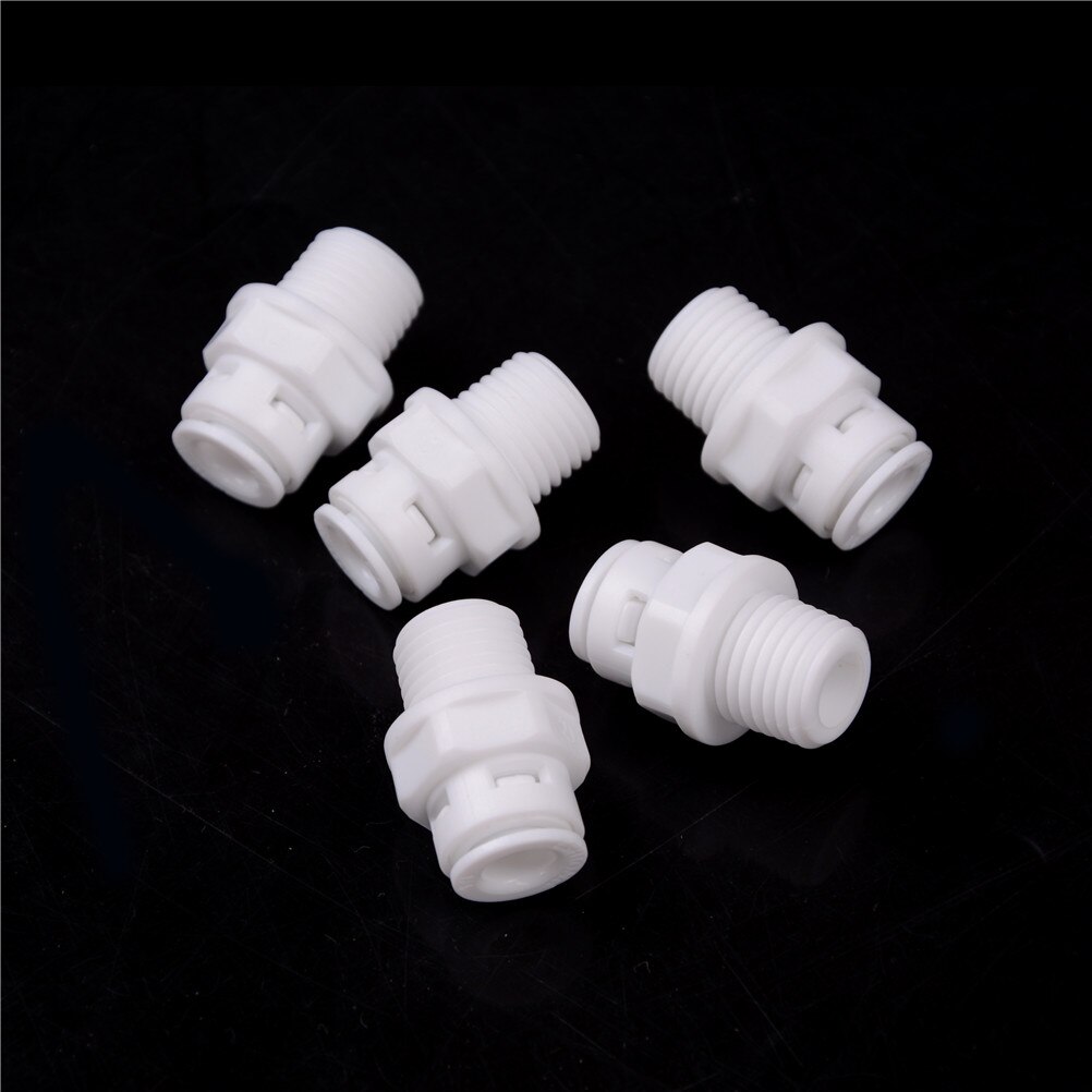 5Pcs Ro Water Sluit Wit 1/4 ''Push Fit Tube 1/4'' Schroefdraad Man Quick Connect