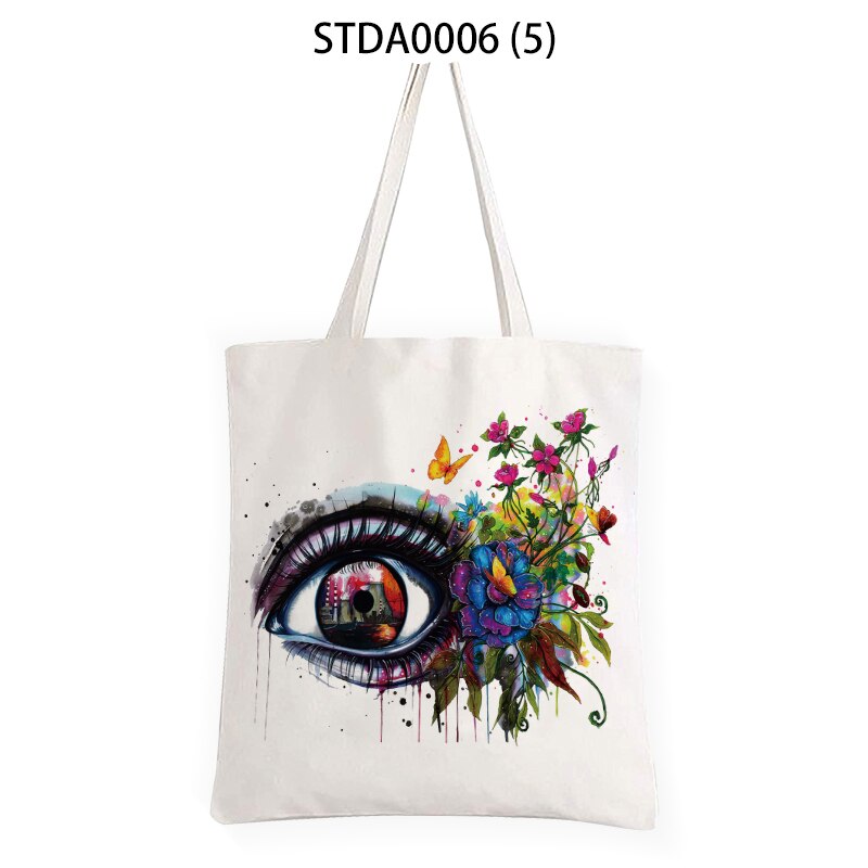 Mooie Ogen Grote Capaciteit Canvas Tote Schoudertas Stof Katoenen Doek Herbruikbare Boodschappentas Vrouwen Tassen Shopper Tassen Viaje