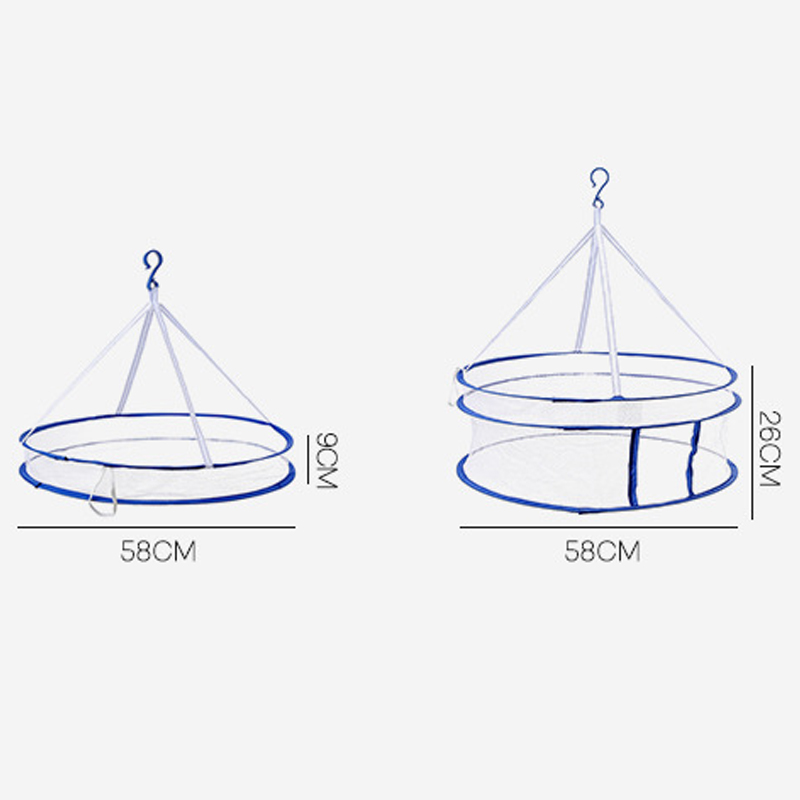 Mesh Drying Rack Detachable Double-layer Hanging Drying Mesh Clothes Basket Windproof Hook Steel Ring