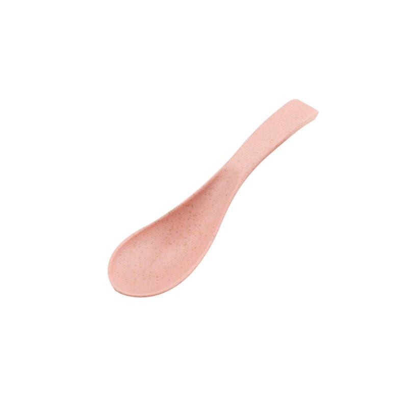 Baby Servies Cartoon Kids Verdeeld Kom Food Grade Eco Tarwe Stro Kinderen Plaat Babyvoeding Servies Eten Gerechten: Pink spoon