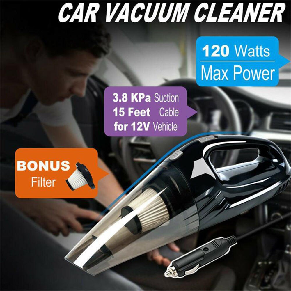 3800pa 100W Household &amp; Car Vacuum Cleaner Portable Cigarette Lighter USB Rechargeable Mini Handheld Vacuum Cleaner for Home Car