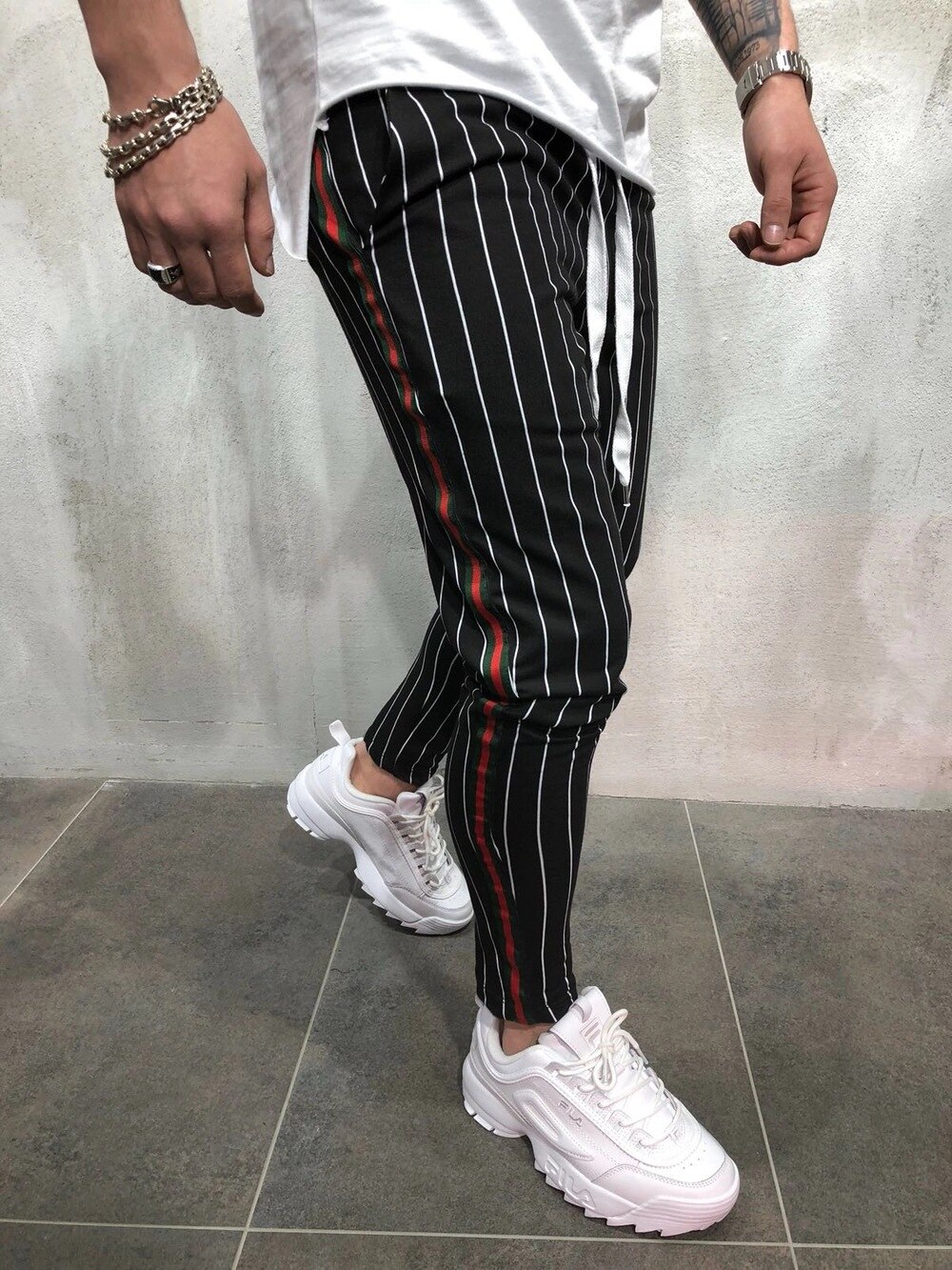 Pantalon de Jogging Slim pour homme, de sport à rayures, de loisir, style européen et américain, , offre spéciale