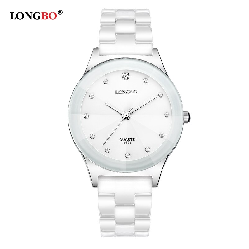 Luxury White Ceramic Water Resistant Classic Easy Read Sports Women Wrist Watch Top Lady Rhinestone watch: bigsizewhite 38mm