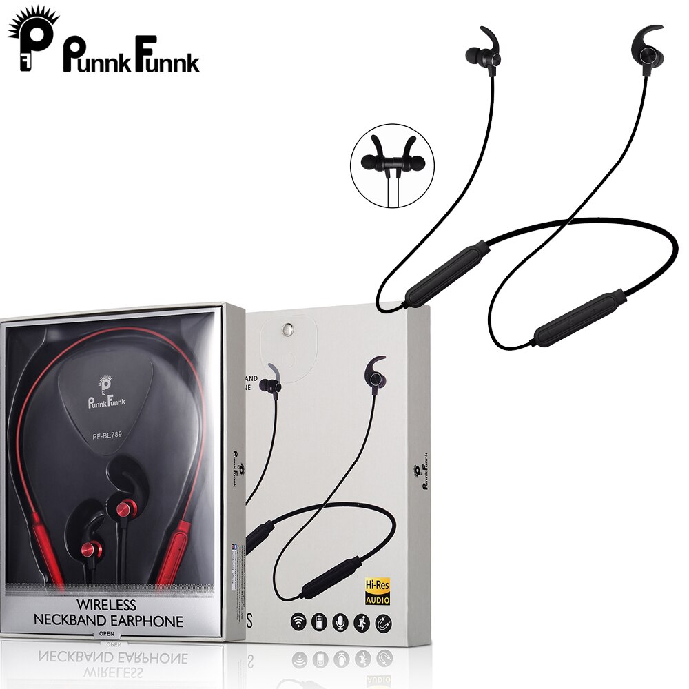 PunnkFunnk Bluetooth ecouteurs sans fil cou casque Bluetooth 5.0 magnétique basse stéréo casques auriculares fone de ouvido: Black -BE789