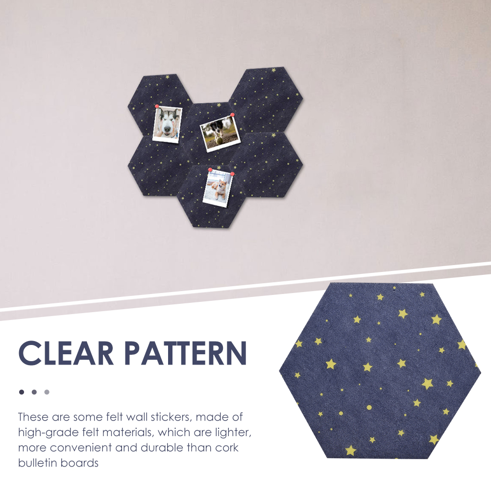 2Pcs Hexagon Felt Board DIY Wall Bulletin Board Self Adhesive Message Board