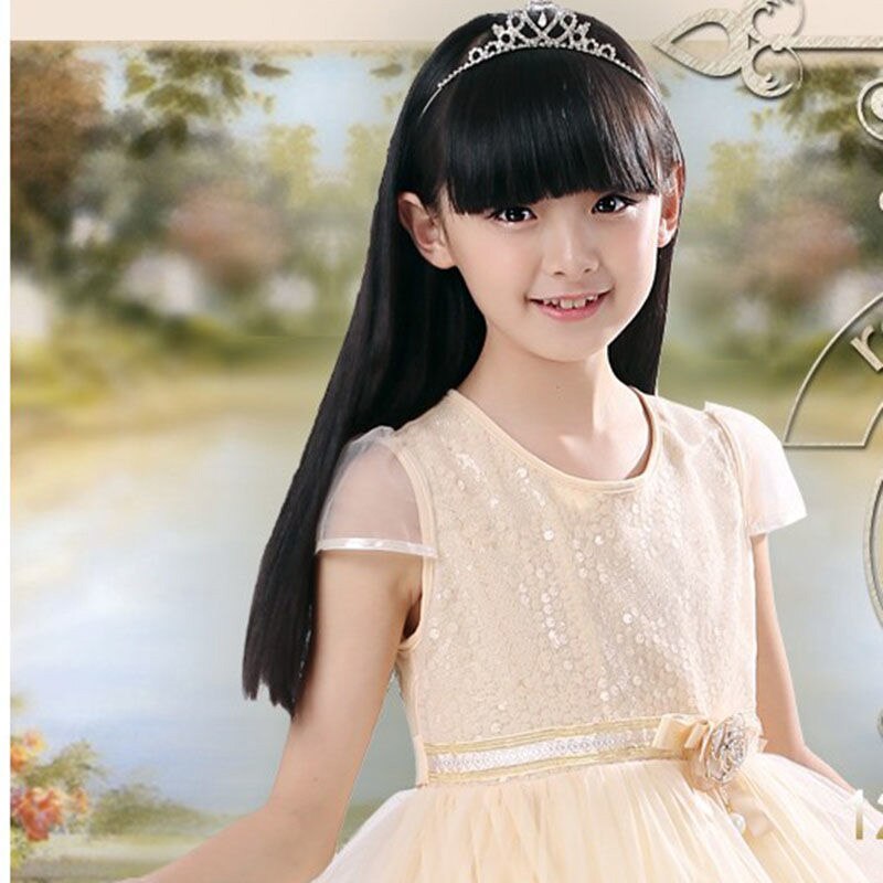 LANLNA-Peluca de princesa coreana para niños, coleta de pelo rizado, juego de pelucas para niños y niñas, conjunto de cabello con foto, conjunto de cabello rizado para bebé