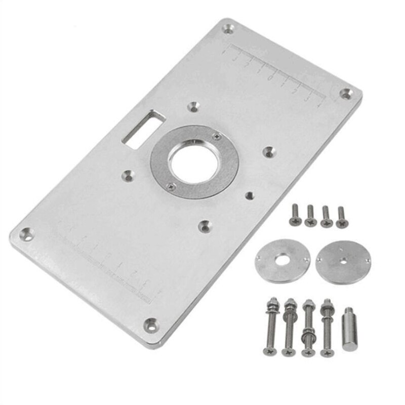 Aluminum Router Table Insert Plate with Rings Woodworking Benches Trimmer Tool: 1