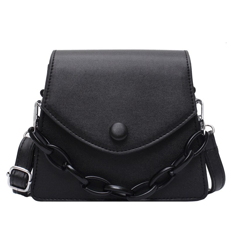 Effen Kleur Dikke Ketting Kleine Pu Lederen Crossbody Tassen Voor Vrouwen Zomer Schouder Cross Body Bag Dames Handtassen