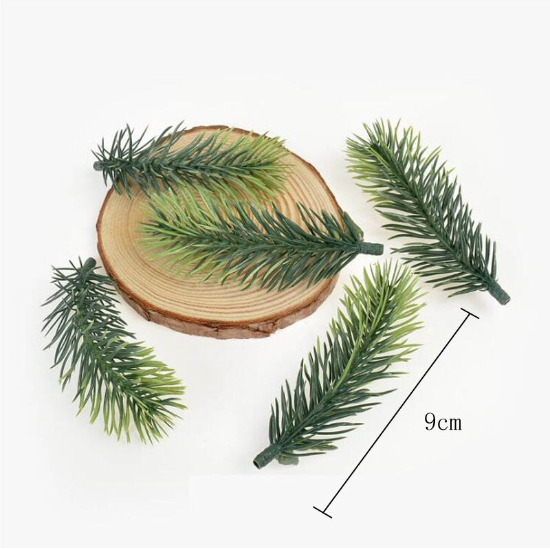 Plast 10 stk juletræ bryllupsdekorationer buket tilbehør fyrretræsgrene grønne kunstige planter: Gradvis ændring 9cm