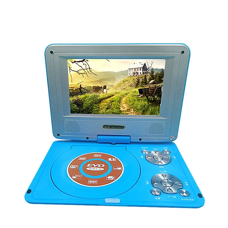 9 -tommers bærbar dvd-spiller med oppladbart batteri, , 7 -tommers svingbar skjerm og doble høyttalere, mobil dvd-spiller for barn