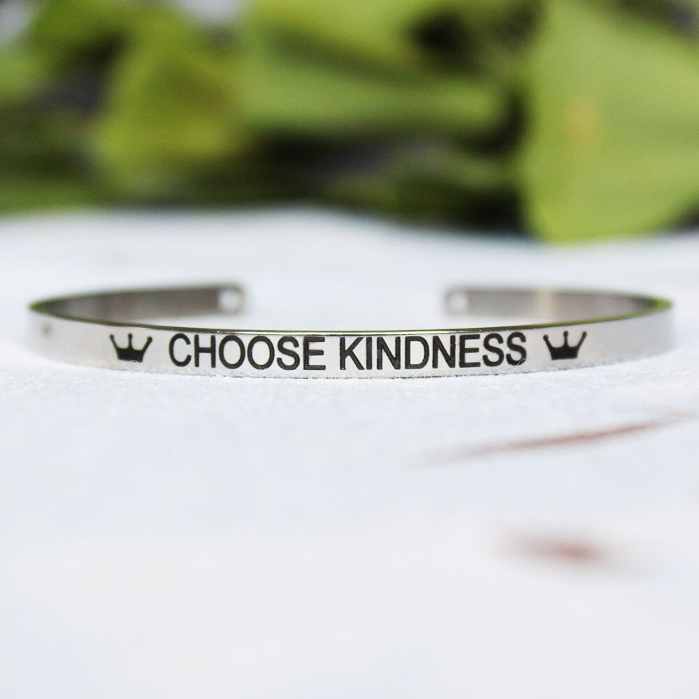 Stainless Steel Engraved Message Bracelet Positive Inspirational Letter Bracelet & Bangle For Women SL-150