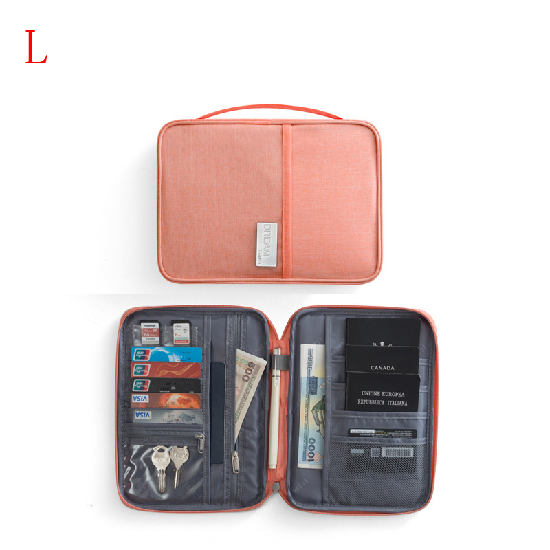 Waterproof Business card holder Passport package Credit Card ID Holders Wallets Travel Cardholder Card pack Clutch bags: Orange pink L