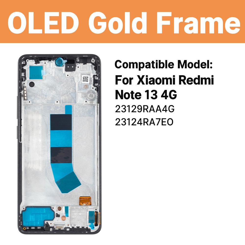 23124RA7EO 6,67 "LCD probado para Xiaomi Redmi Note 13 4G pantalla 3D MONTAJE DE digitalizador con pantalla táctil para Redmi Note 13 4G marco LCD: Verde esmeralda