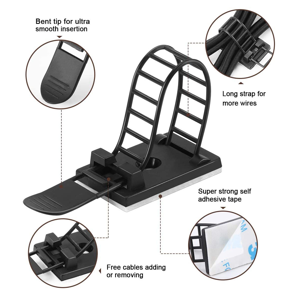 Lijm Kabelbinders Draad Management Clips Kabel Organizer Voor Bureau Muur Verstelbare Kabel Houder Voor Netsnoer Muis Hoofdtelefoon