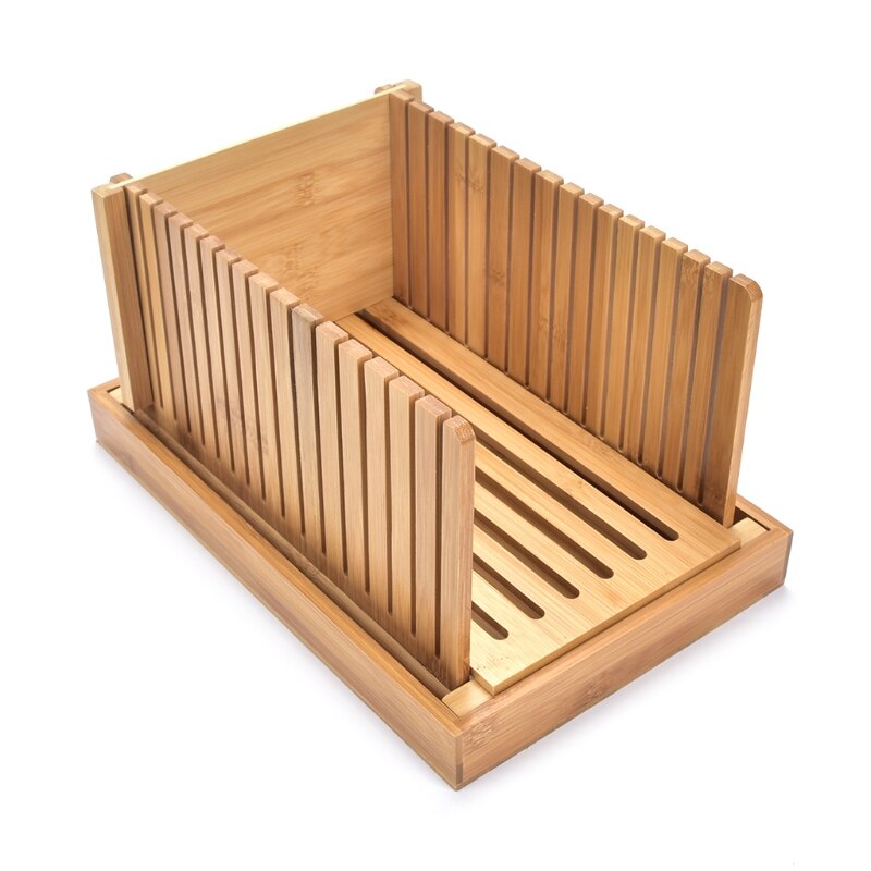 Cortador de pan plegable de madera de bambú, guía de corte para pan tostado, rebanador para pasteles, Bagels