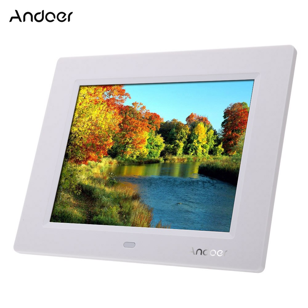 Andoer 8 ''ultra-mince HD TFT-LCD cadre Photo numérique réveil MP3 MP4 lecteur de film avec bureau à distance cadre Photo numérique: WHITE / Uk Plug