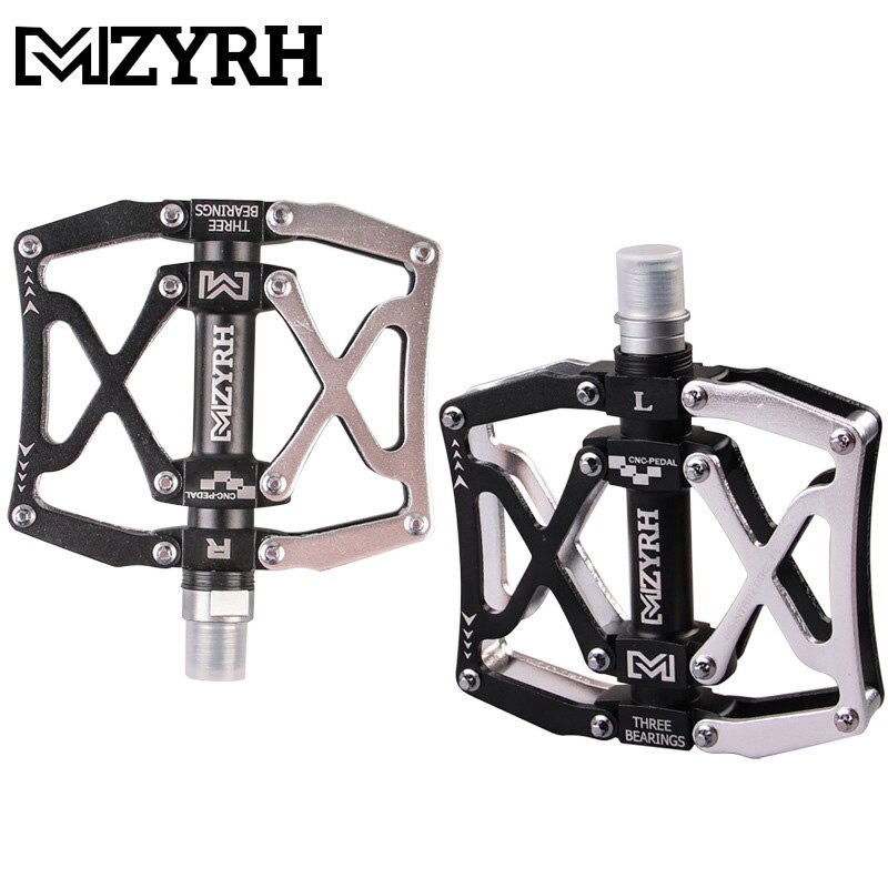 MZYRH Aluminuim MTB Mountain Bike 3 Sealed Bearing Bicycle Pedals Wide: Black Silver