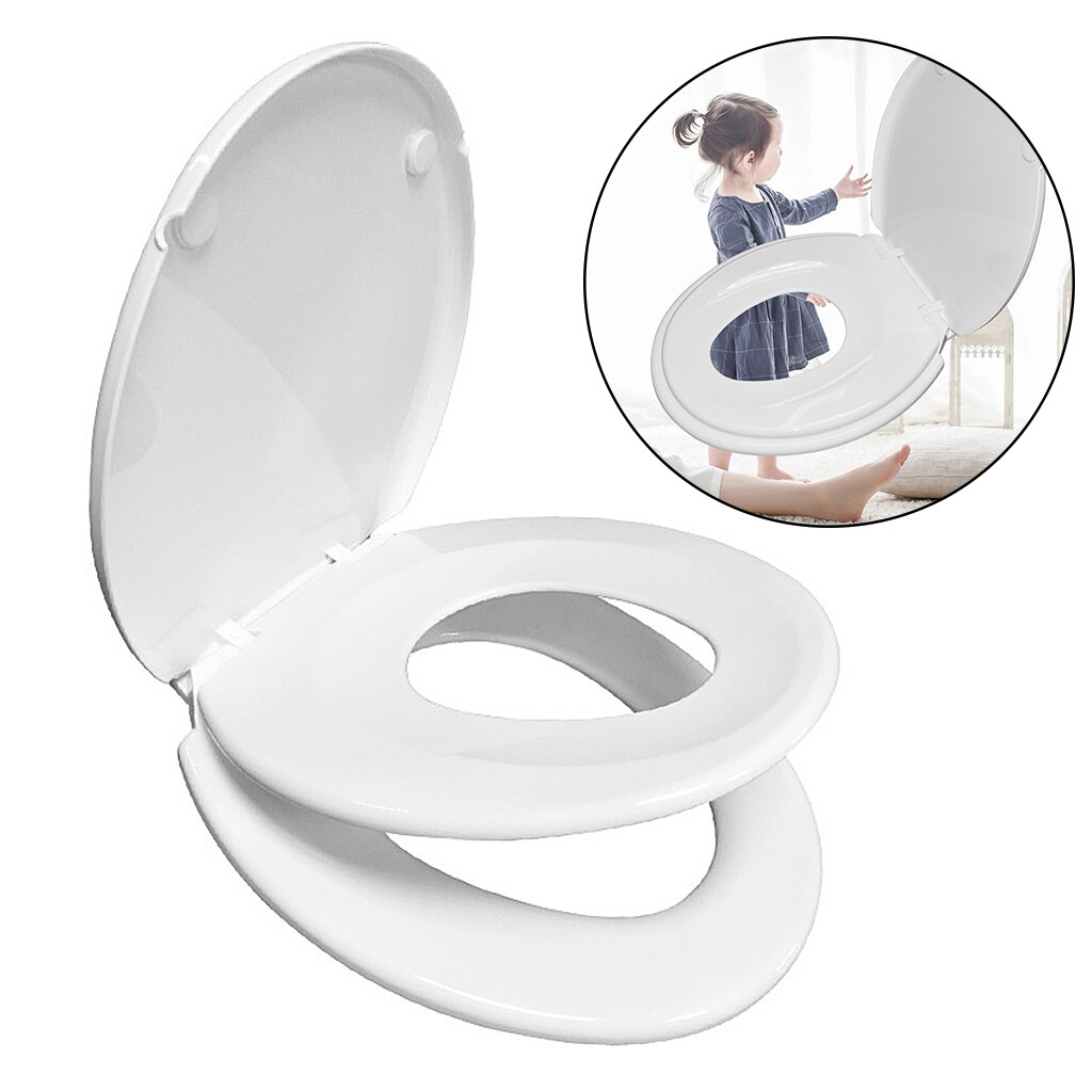 Toilet Seat with Built-in Seat PP Material Slow Closing White