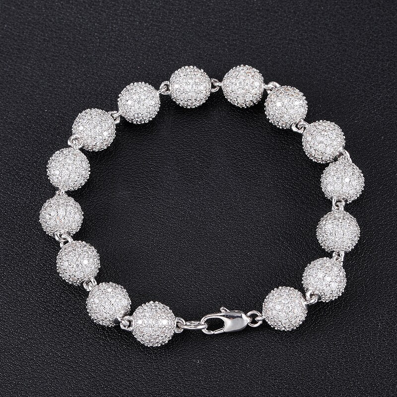 Hip Hop 10MM Bling Iced Out Round AAA CZ Stone Cubic Zirconia Chokers Bracelet For Men Women Jewelry