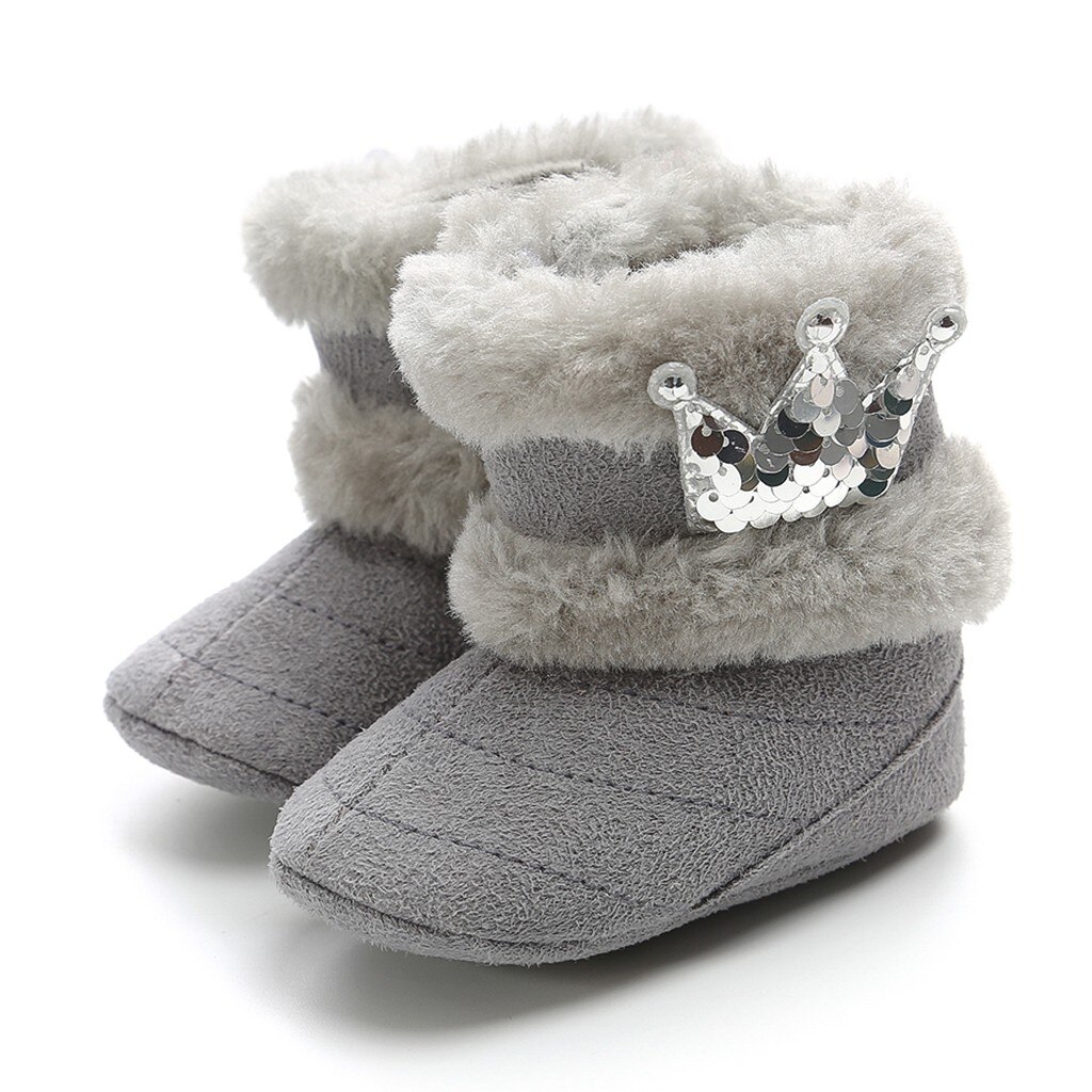 Del bambino Del Capretto Delle Ragazze Carino Corona Bling Inverno Stivali Da Neve Caldo Casual Scarpe