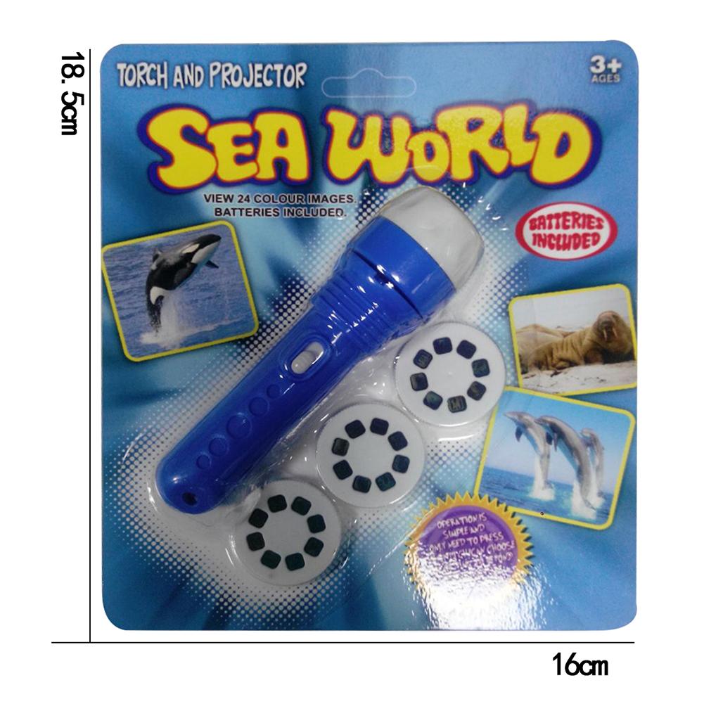 11.5cm Mini Led Mini Projector Zaklamp Bedtime Nachtlampje kinderen Speelgoed Zaklamp Dinosaurus Ruimte Oceaan Projectie Flashlig: Marine life