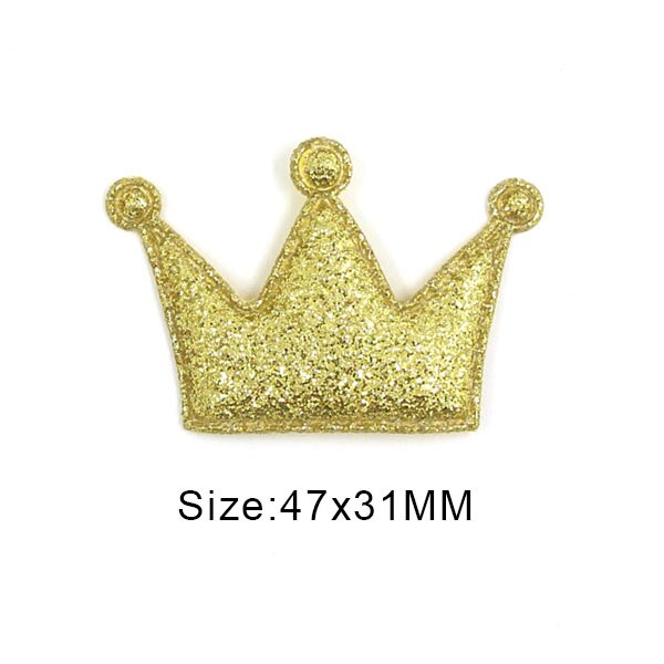 50 Stuks Glitter Gewatteerde Patches Kleurrijke Crown Bling Applicaties Sequin Patches Voor Kleding Diy Hoofddeksels Accessoires Bruiloft Decor: Big Gold Crown