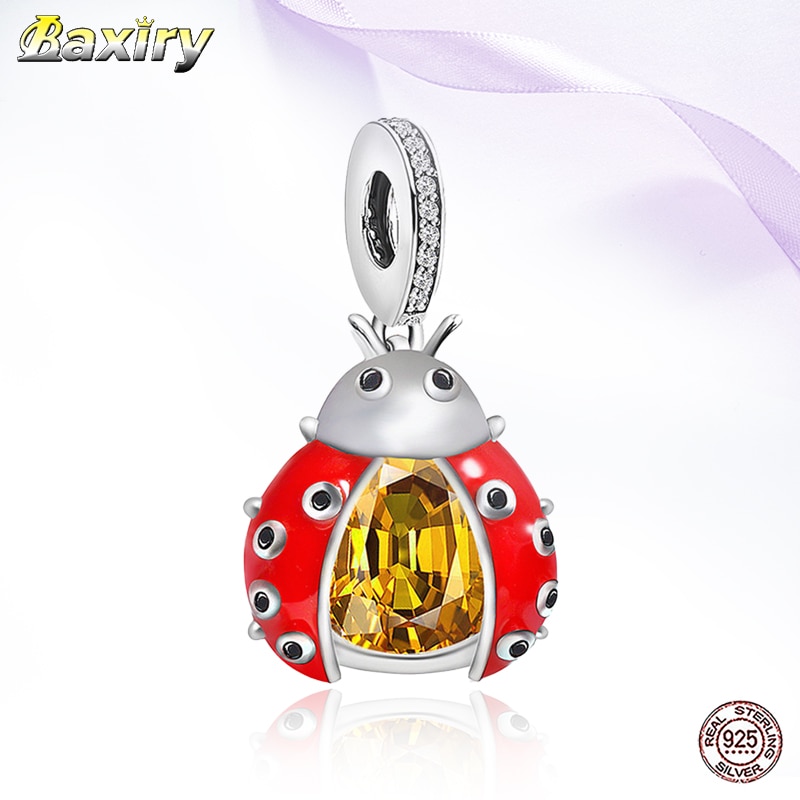 925 Sterling Silber Marienkäfer Emaille Perlen Anhänger passen Reize Silber 925 Original Halskette & Armbinde Perlen Für Schmuck Machen