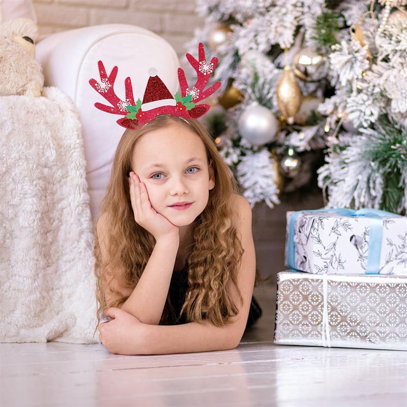 KAHEIGN 6 Stuks Kerstmutsen Hoofdbanden - Rendiergewei En Kerstaccessoires Voor Feest