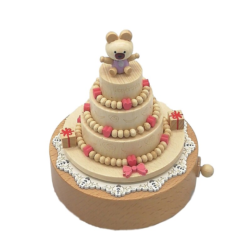 Carousel Musical Boxes Wooden Music Box Crafts Birthday Vintage: Cake Shape
