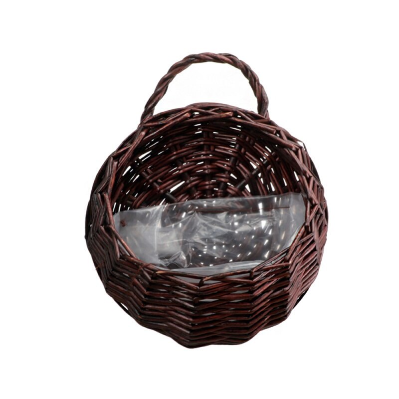 Hand-woven Rattan-chic Decorative Rattan Wall Hanging Basket Onion Basket Wall-mounted Onion Container-retro Bohemian Storage: D