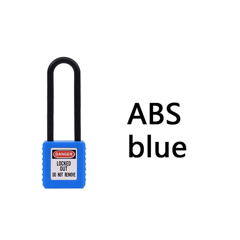 1pcs ABS lock security padlock plastic shackle safety padlock 76mm nylon non conductive safety padlock, with 2 unique key: ABS blue