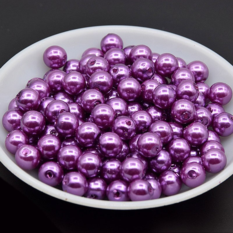 10 farver runde perler legetøj til børn pige viftende halskæde snøring legetøj diy armbånd håndlavet pink blå rød perle til børn: 08